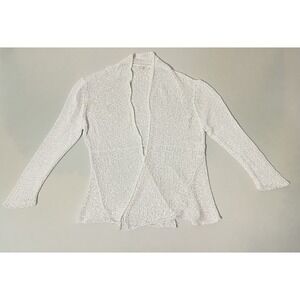 Eileen Fisher Cotton Open Knit‎ Cardigan Sweater Open Front Size XL